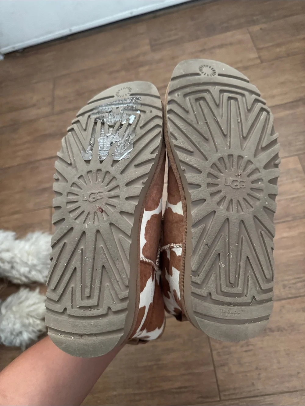 UGG Chestnut and White Cow Print Classic Short Boots